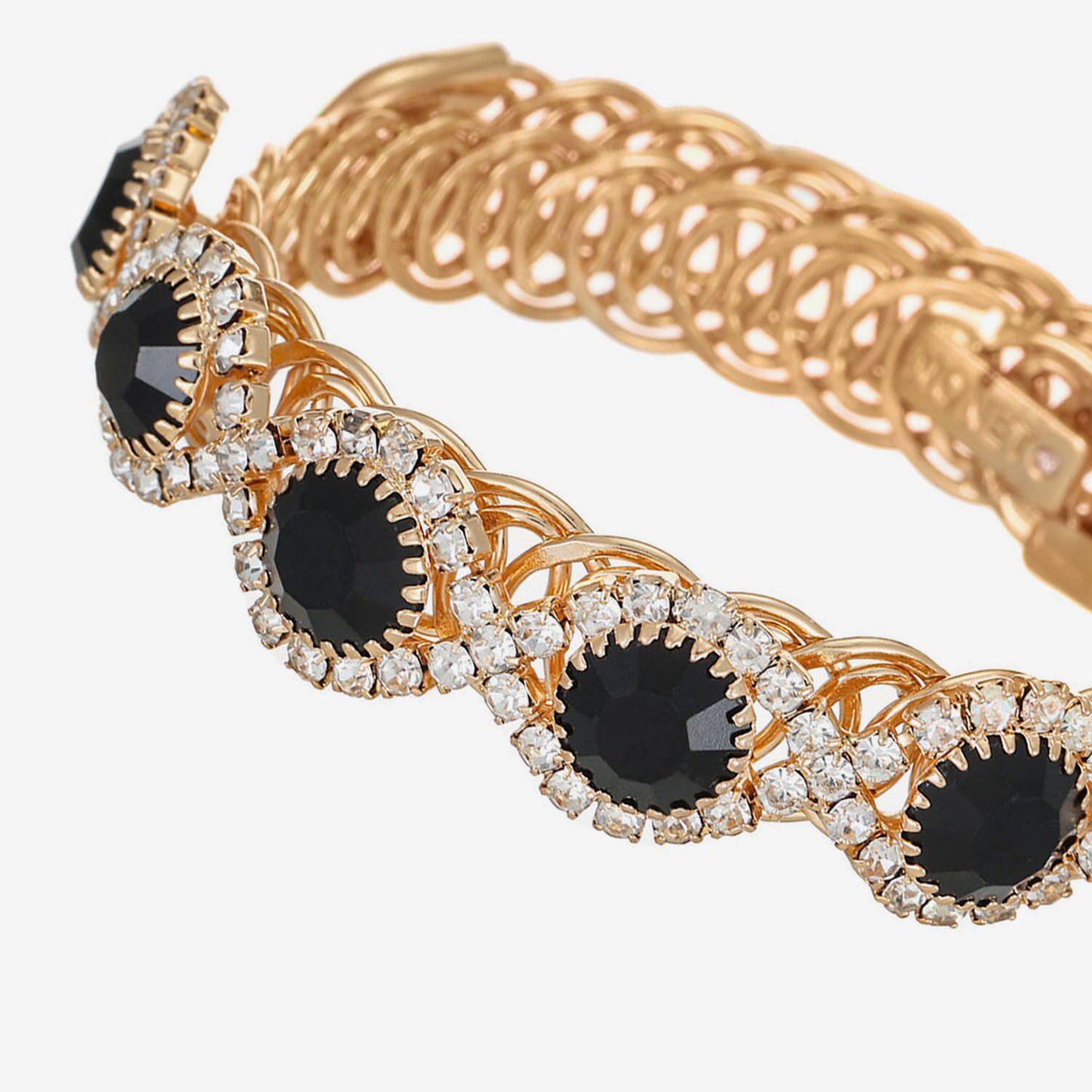 Monet Jewelry Womens Black Glass Cuff Bracelet
