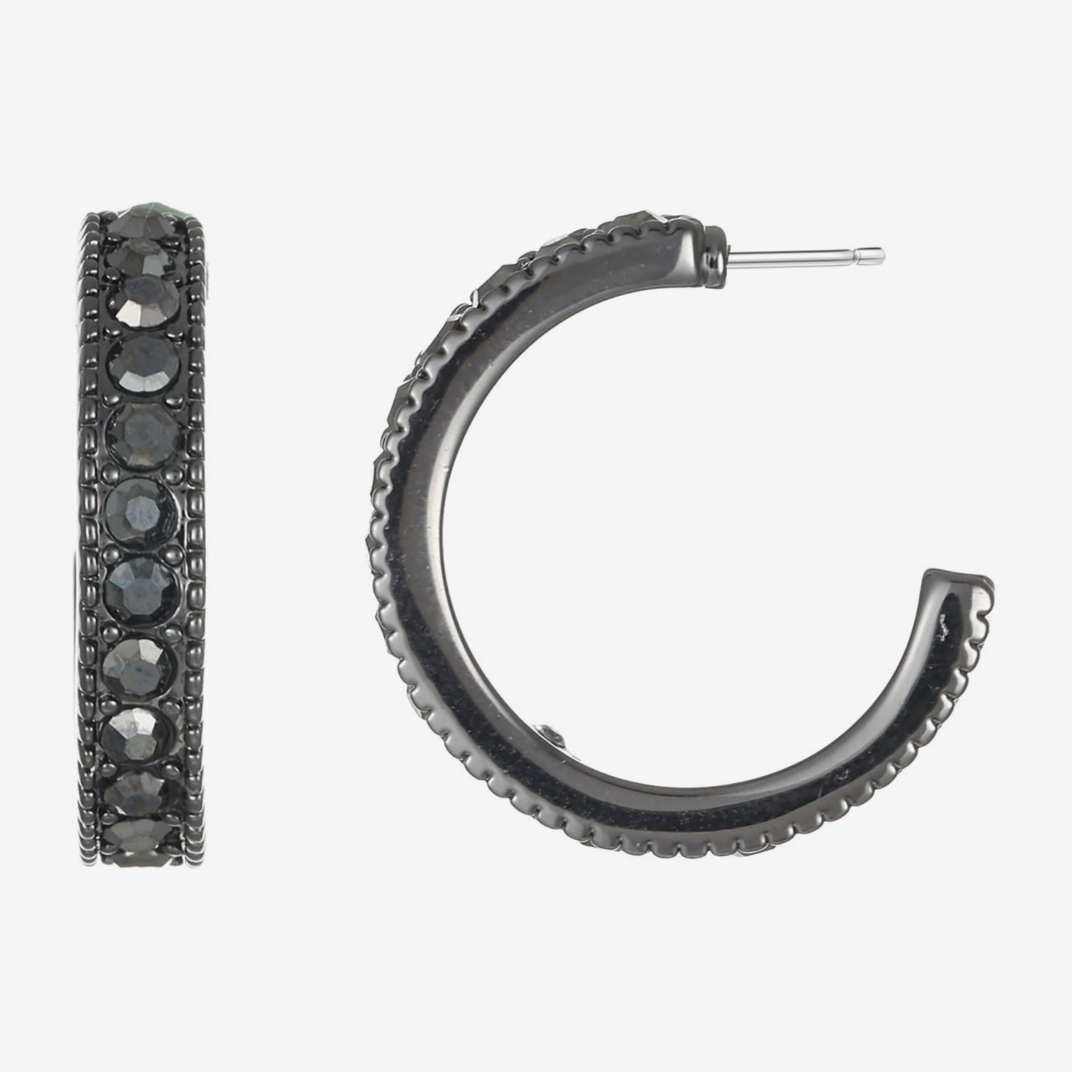 Liz Claiborne Womens Gray Glass 22.9mm Hypoallergenic Hoop Earrings