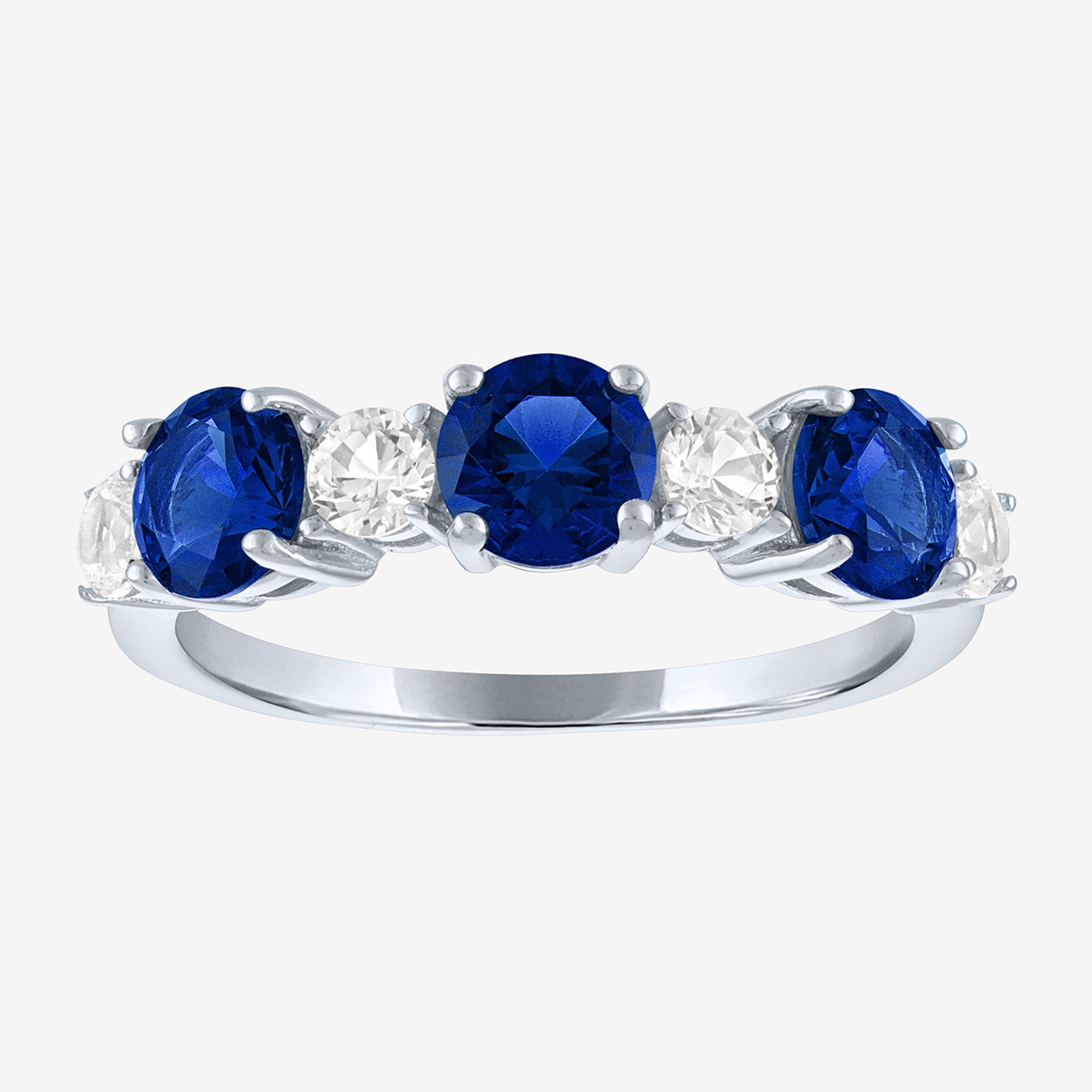 Womens Gemstone Sterling Silver 7 Stone Band