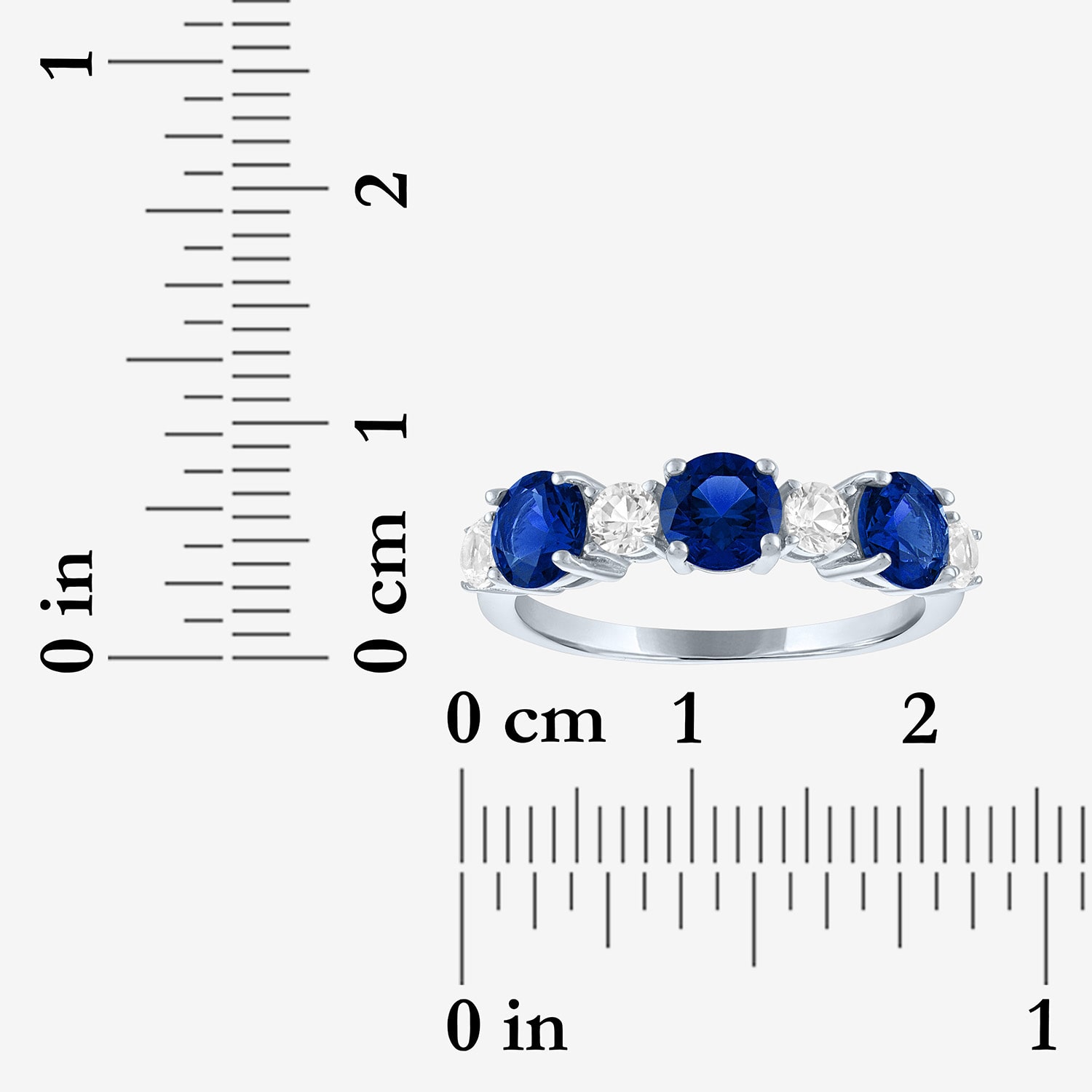 Womens Gemstone Sterling Silver 7 Stone Band