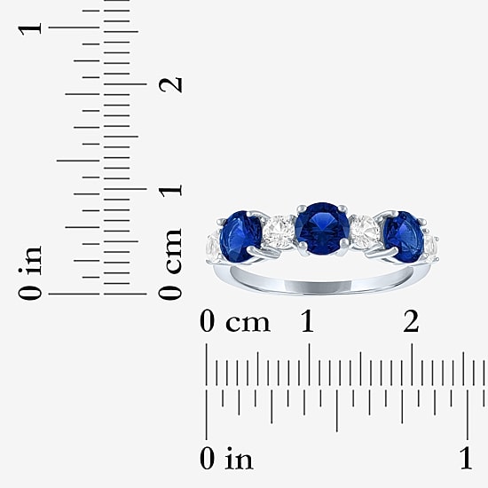 Womens Gemstone Sterling Silver 7 Stone Band