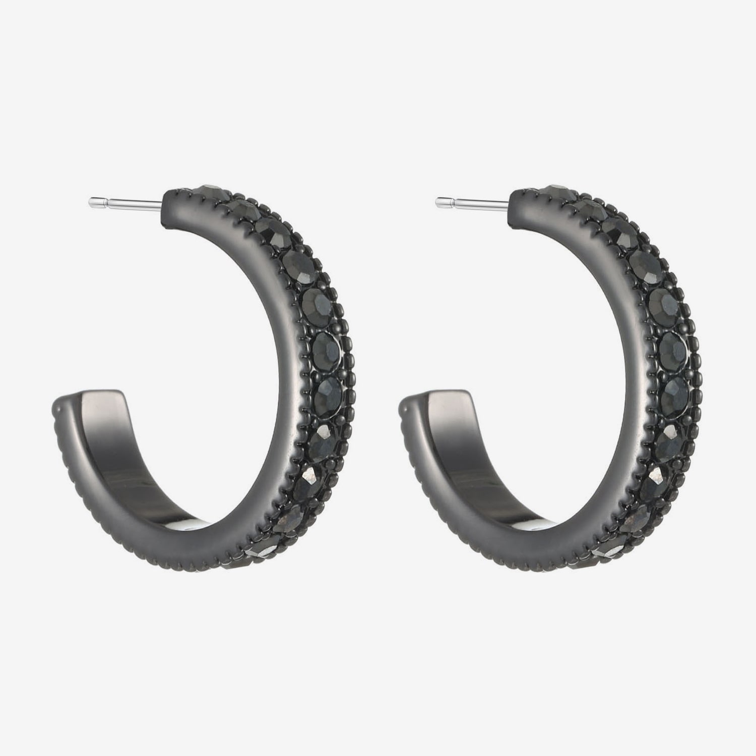 Liz Claiborne Womens Gray Glass 22.9mm Hypoallergenic Hoop Earrings