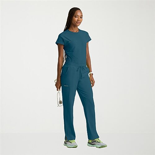 Skechers Skt326 Fresh 3-Pocket Classic Fit Womens Plus Crew Neck Short Sleeve Stretch Fabric Moisture Wicking Scrub Top, 3x-large, Blue
