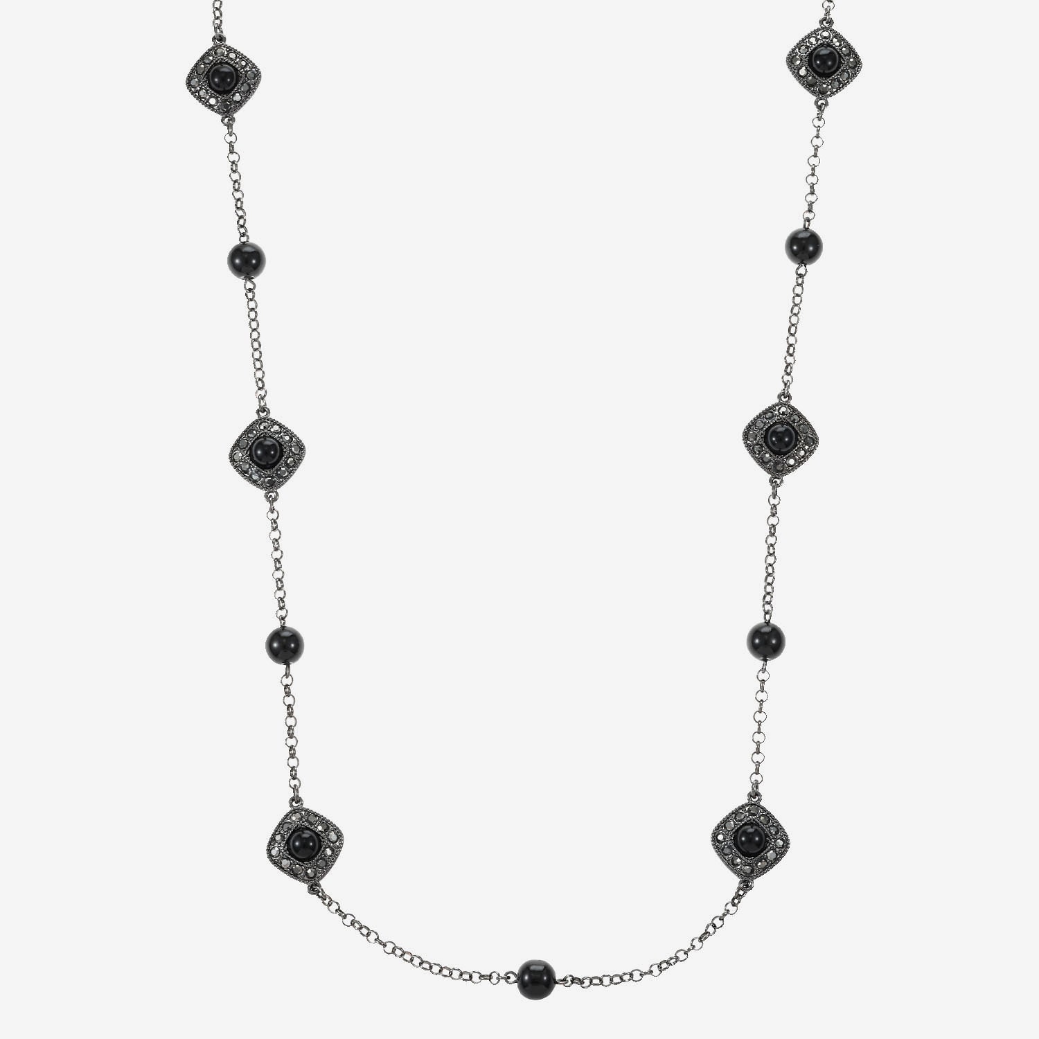 Liz Claiborne Womens Gray Glass 34 Inch Strand Necklace