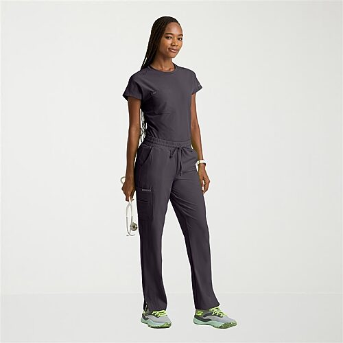 Skechers Skt326 Fresh 3-Pocket Classic Fit Womens Crew Neck Short Sleeve Stretch Fabric Moisture Wicking Scrub Top, X-large, Gray