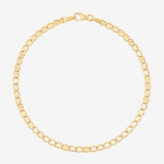 Womens 14K Gold 7.5 Inch Hollow Chain Bracelet