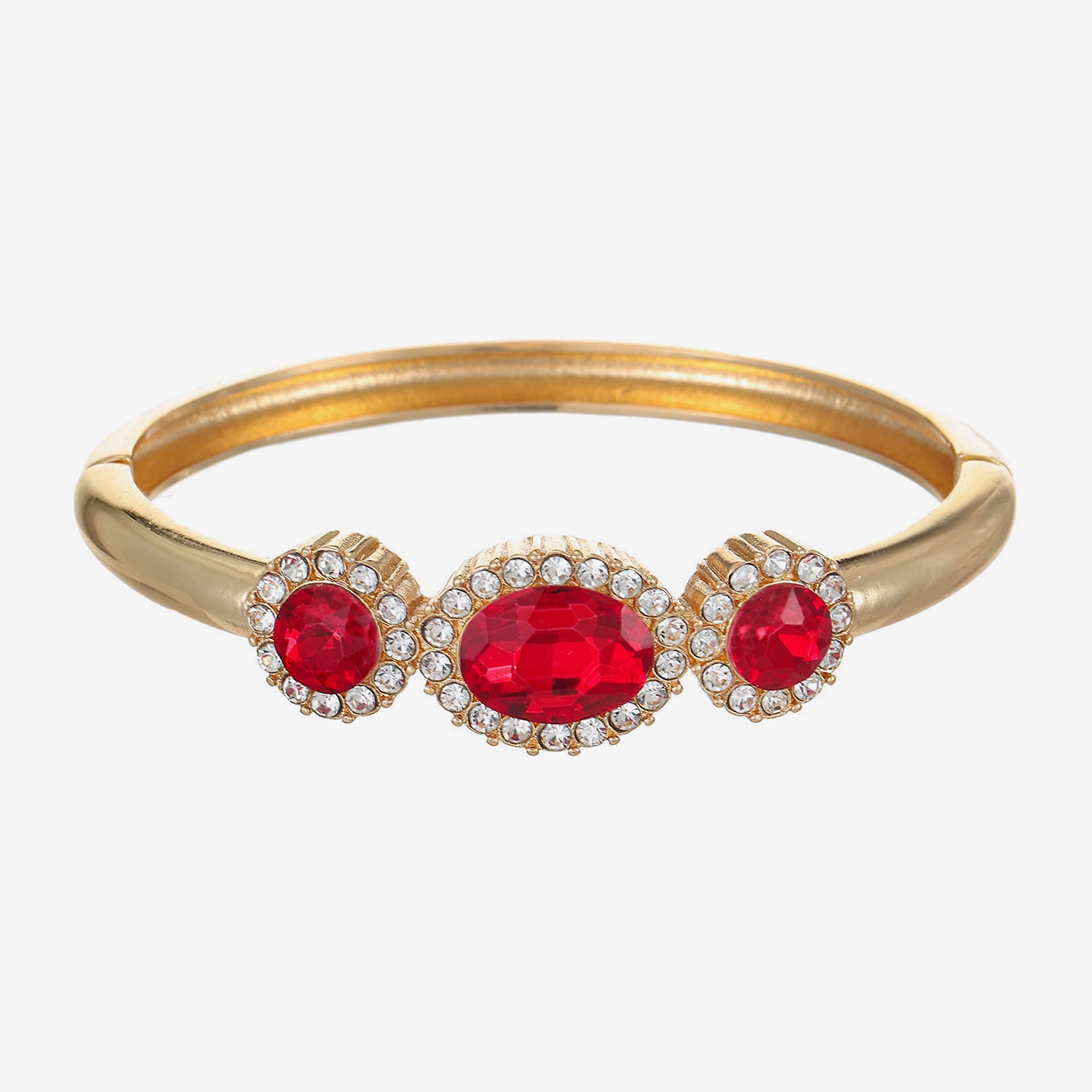 Monet Jewelry Womens Red Glass Oval Bangle Bracelet