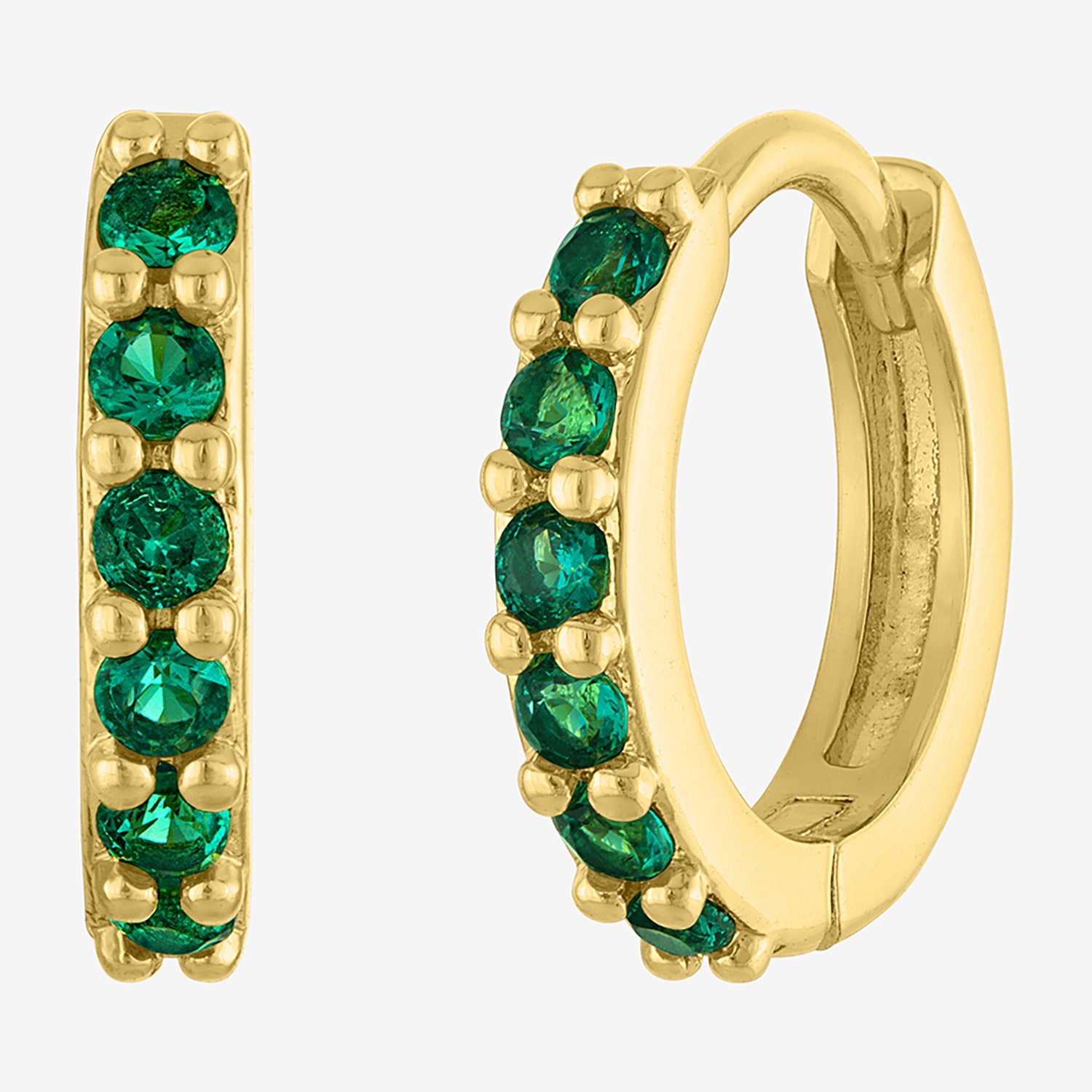 Womens Simulated Green Emerald 14K Gold Over Brass 3 Pair Earring Set