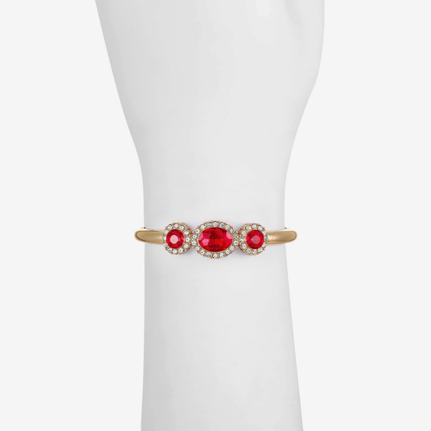 Monet Jewelry Womens Red Glass Oval Bangle Bracelet