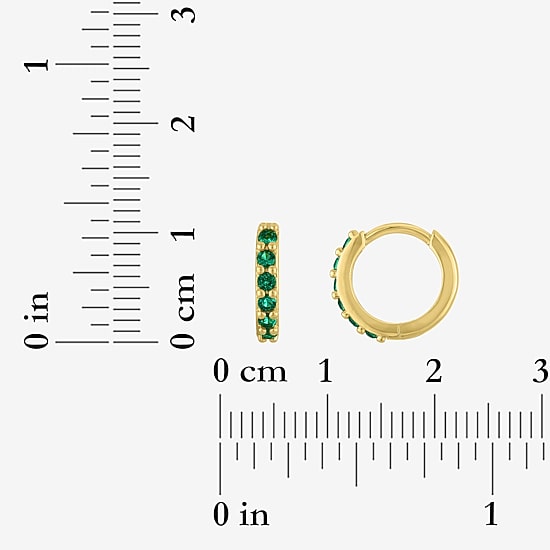 Womens Simulated Green Emerald 14K Gold Over Brass 3 Pair Earring Set