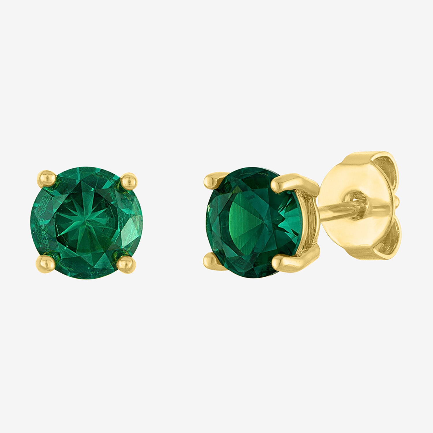 Womens Simulated Green Emerald 14K Gold Over Brass 3 Pair Earring Set