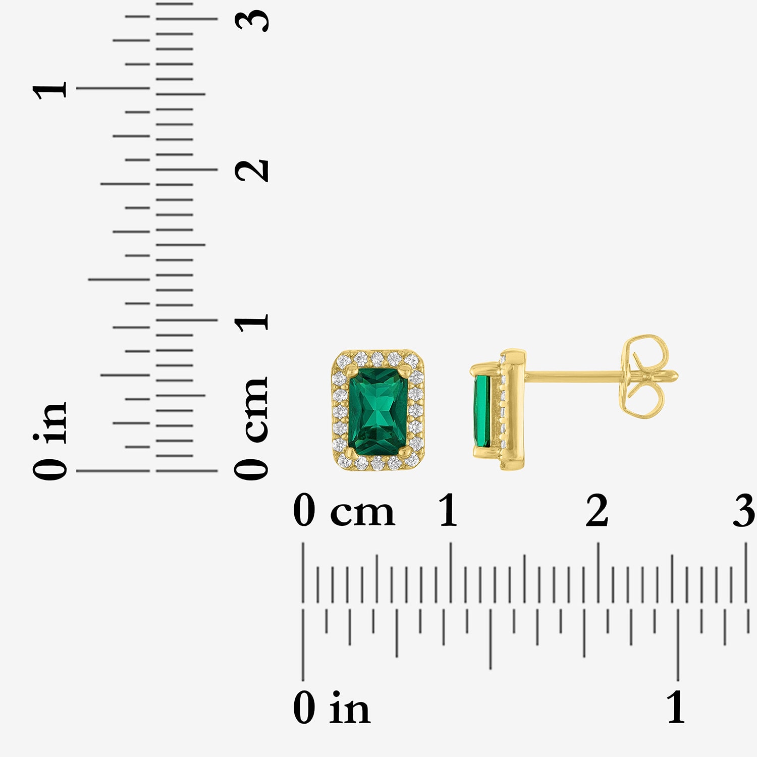 Womens Simulated Green Emerald 14K Gold Over Brass 3 Pair Earring Set