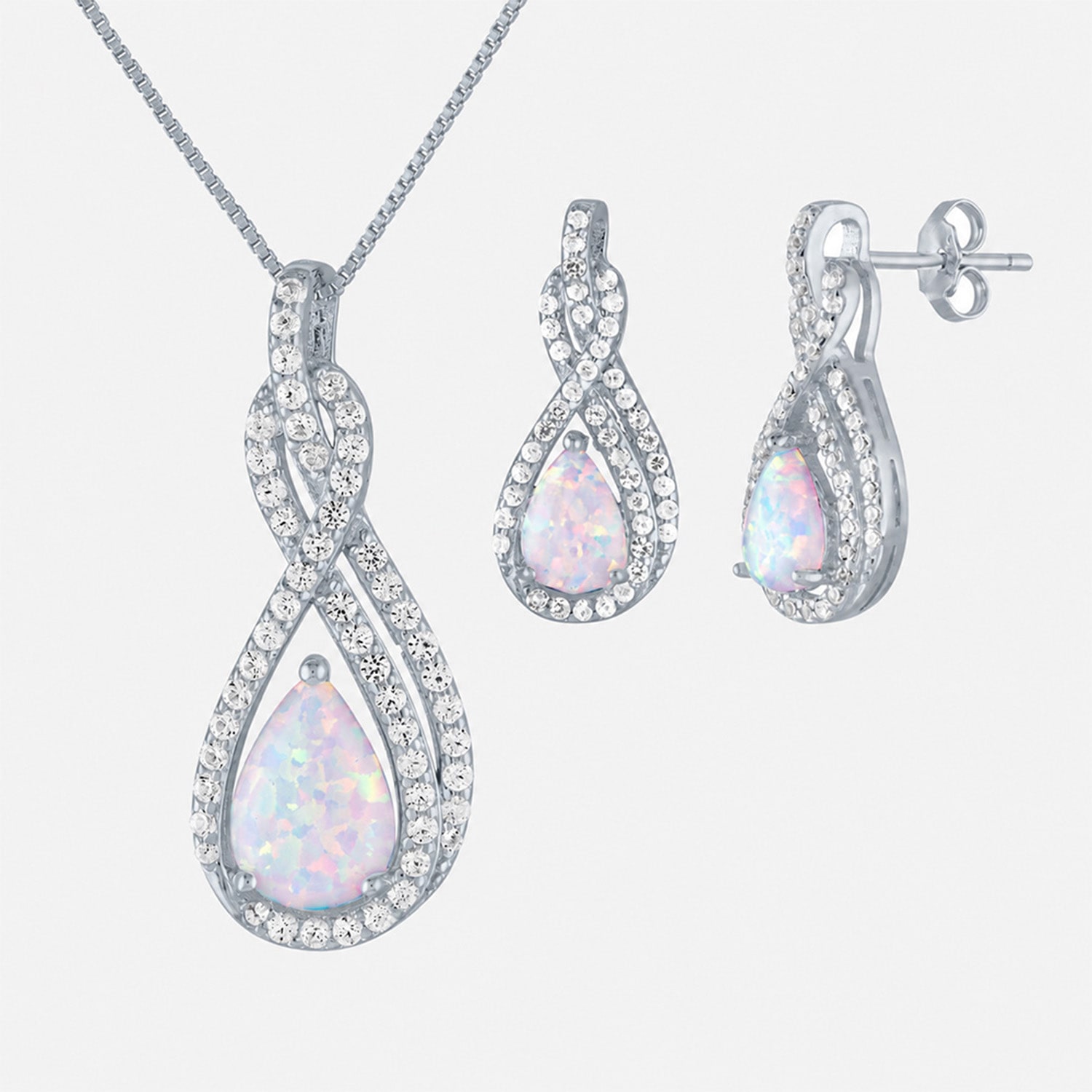 Womens Lab Created Blue Sapphire Pure Silver Over Brass Pear 2-pc. Jewelry Set