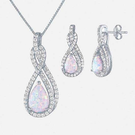 Gemstone Pure Silver over Brass 2-pc. Pear Jewelry Set