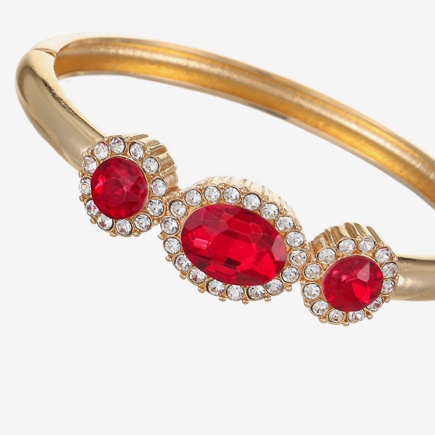Monet Jewelry Womens Red Glass Oval Bangle Bracelet