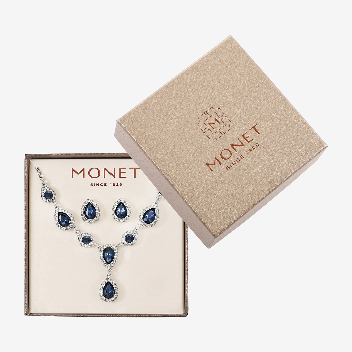 Monet Jewelry Womens Blue Glass 2-pc. Jewelry Set
