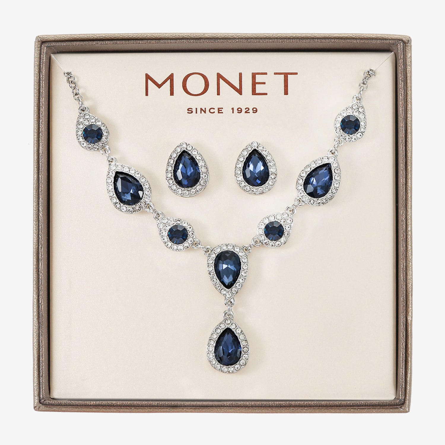 Monet Jewelry Womens Blue Glass 2-pc. Jewelry Set
