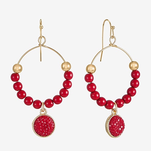 Mixit Womens 57mm Hoop Earrings In Red