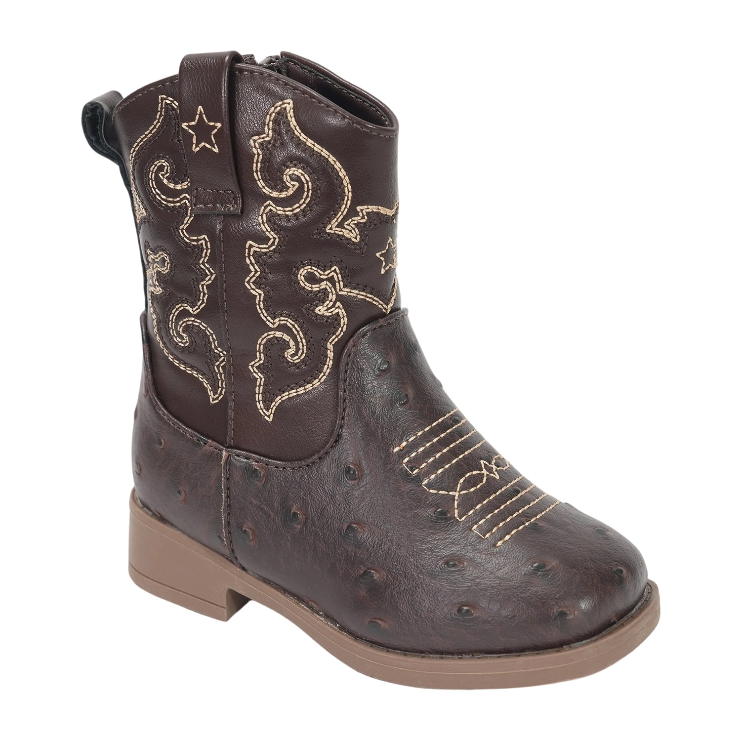 Stepping Stones Toddler Boys Faux Ostrich Quill Block Heel Cowboy Boots