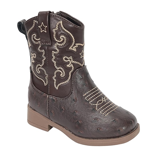 Stepping Stones Toddler Boys Faux Ostrich Quill Block Heel Cowboy Boots