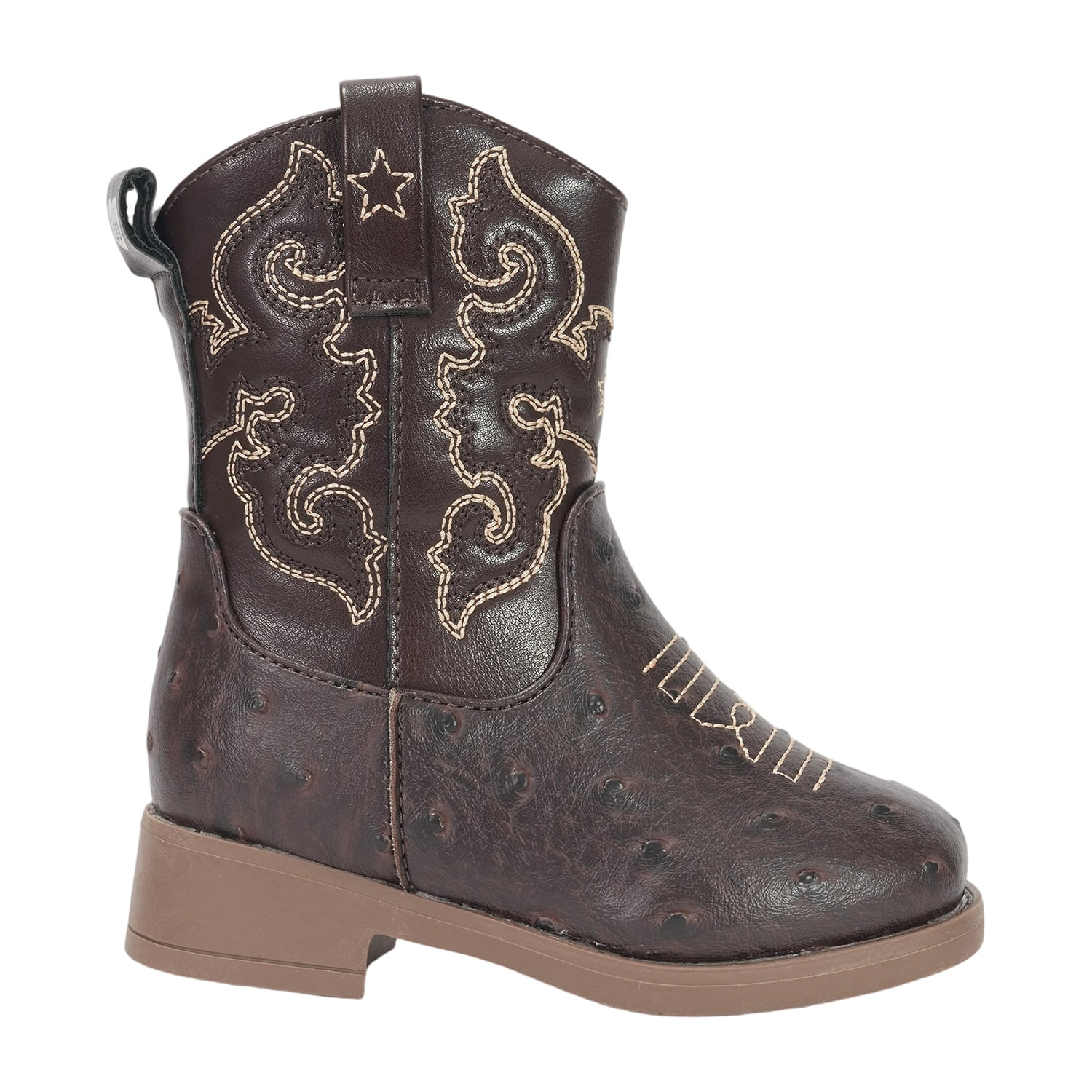 Stepping Stones Toddler Boys Faux Ostrich Quill Block Heel Cowboy Boots