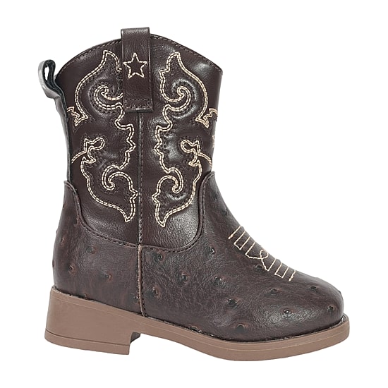 Stepping Stones Toddler Boys Faux Ostrich Quill Block Heel Cowboy Boots