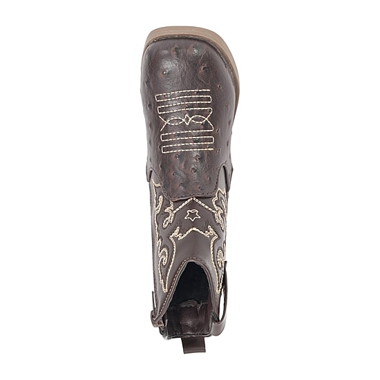 Stepping Stones Toddler Boys Faux Ostrich Quill Block Heel Cowboy Boots
