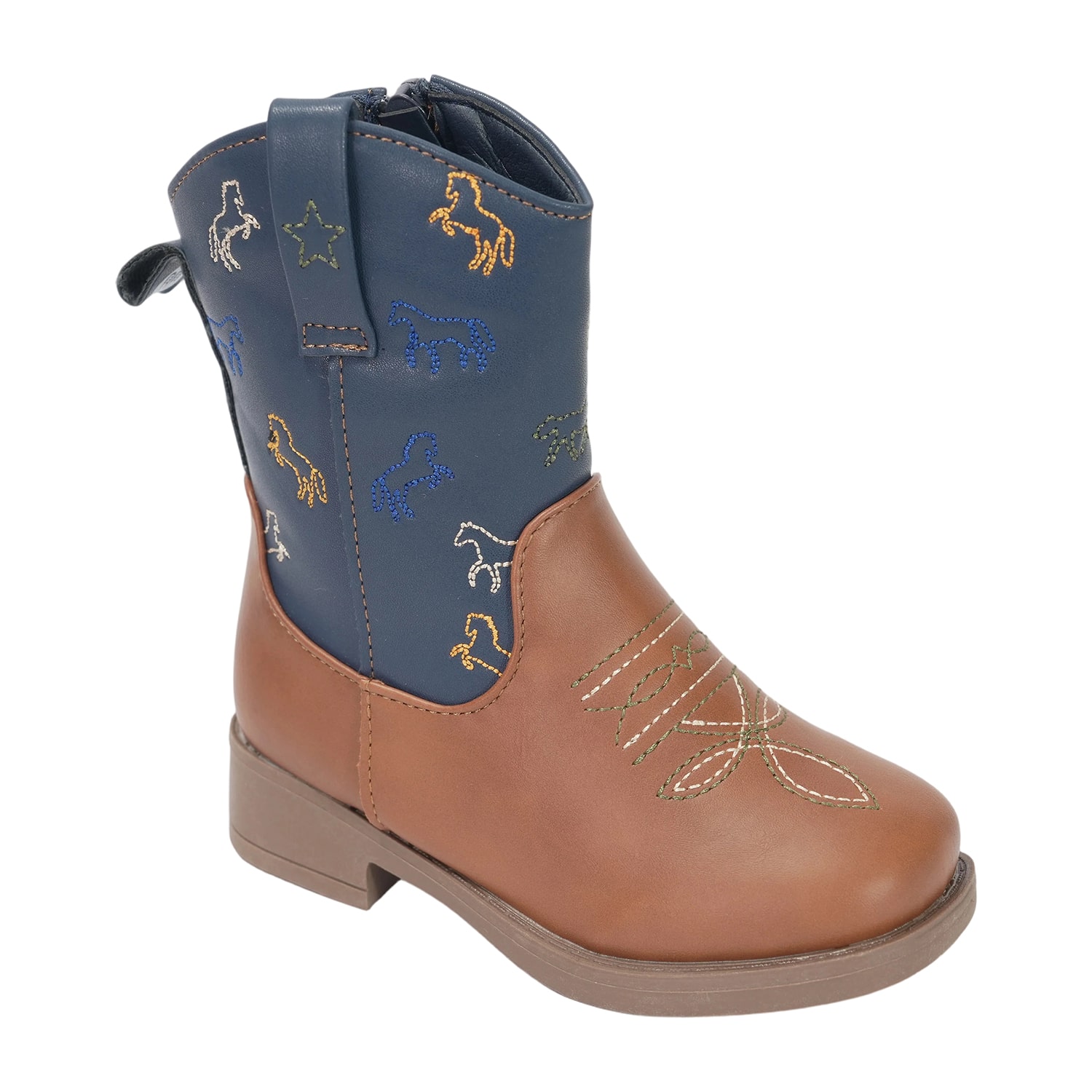 Stepping Stones Toddler Boys Embroidered Block Heel Cowboy Boots