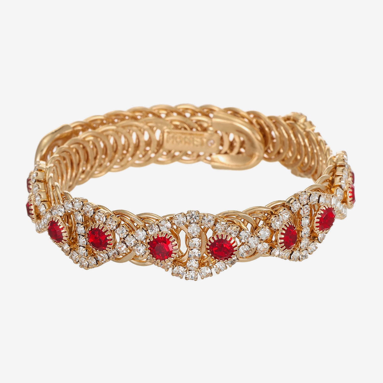 Monet Jewelry Womens Red Glass Cuff Bracelet