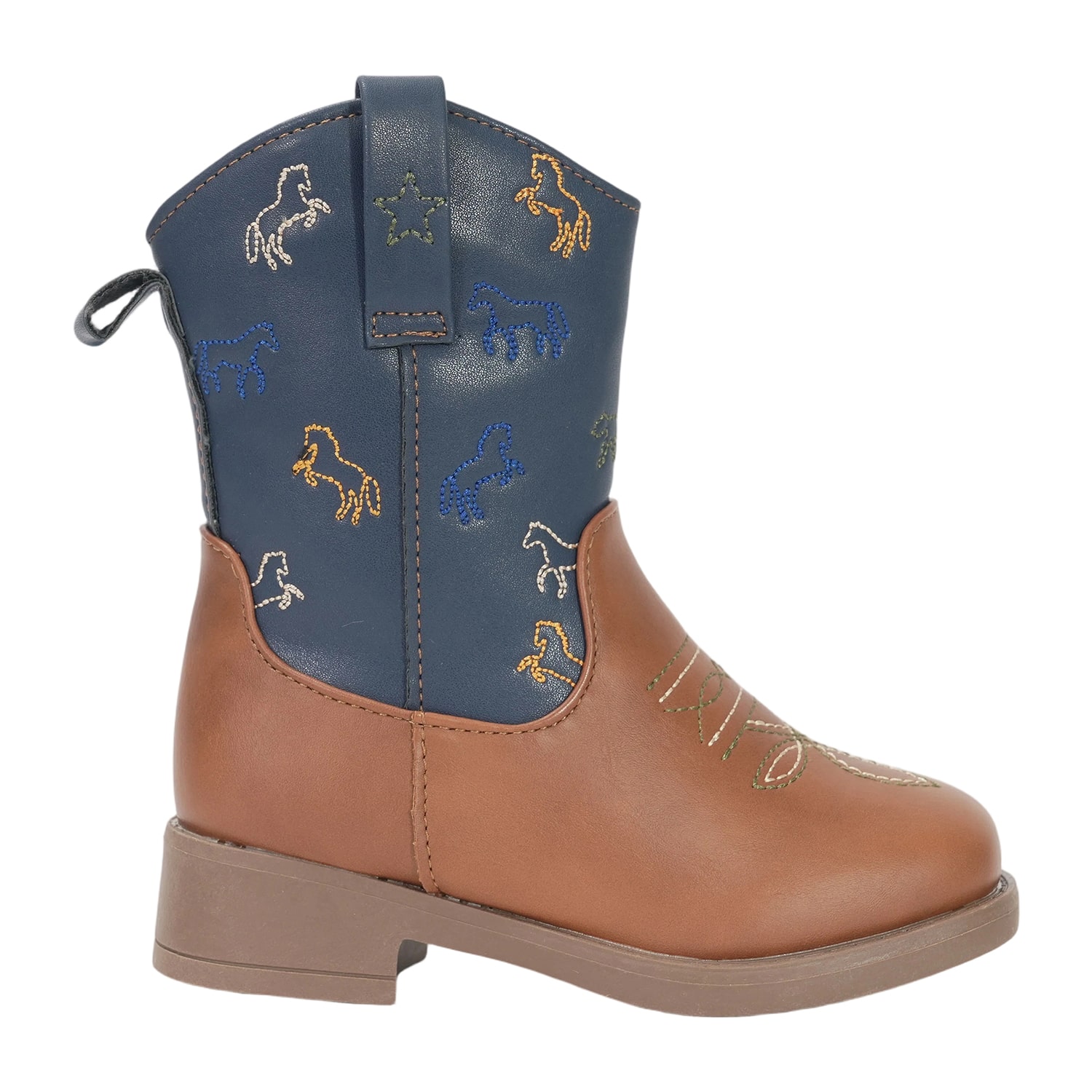 Stepping Stones Toddler Boys Embroidered Block Heel Cowboy Boots