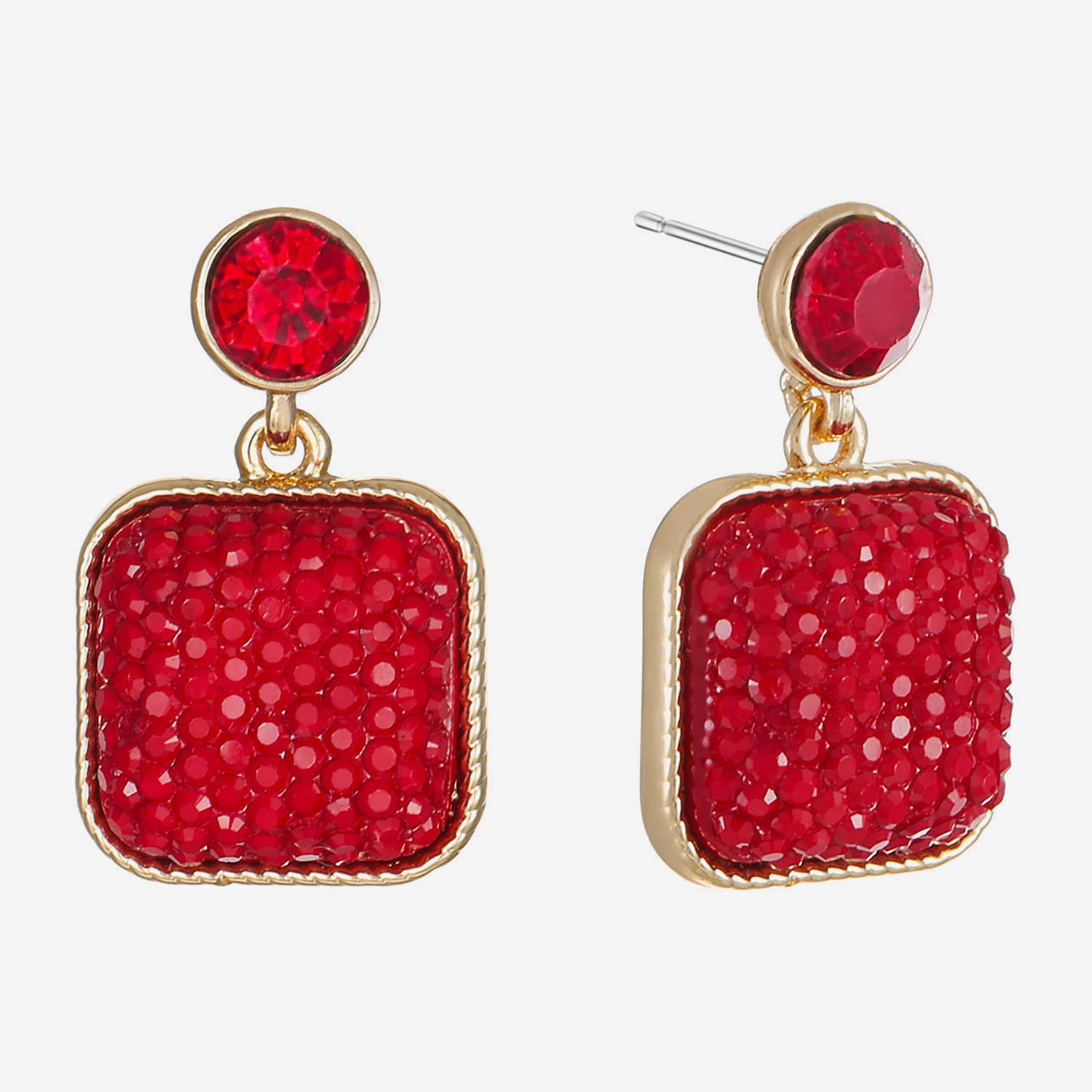 Mixit Womens Red Glass Hypoallergenic Drop Earrings