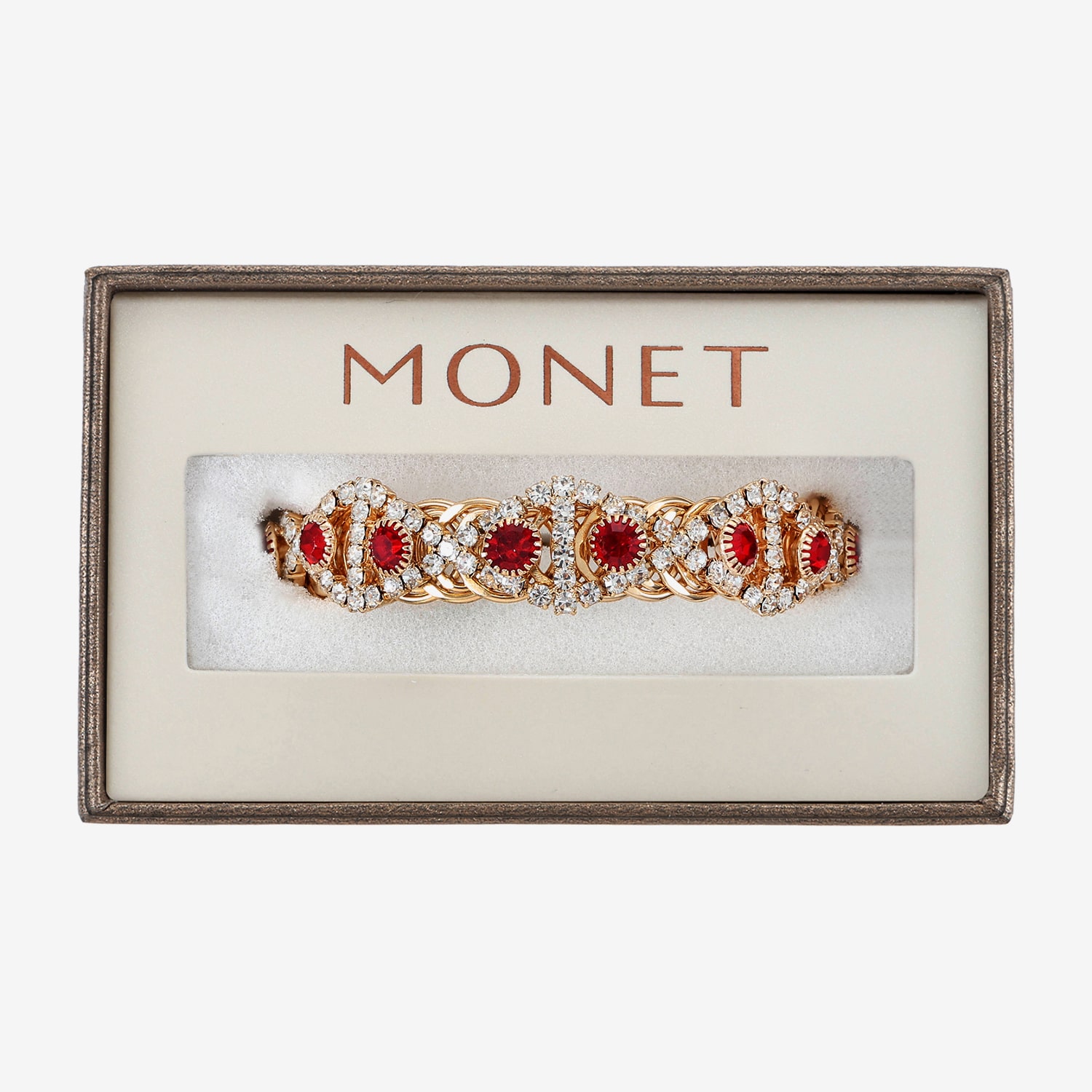 Monet Jewelry Womens Red Glass Cuff Bracelet