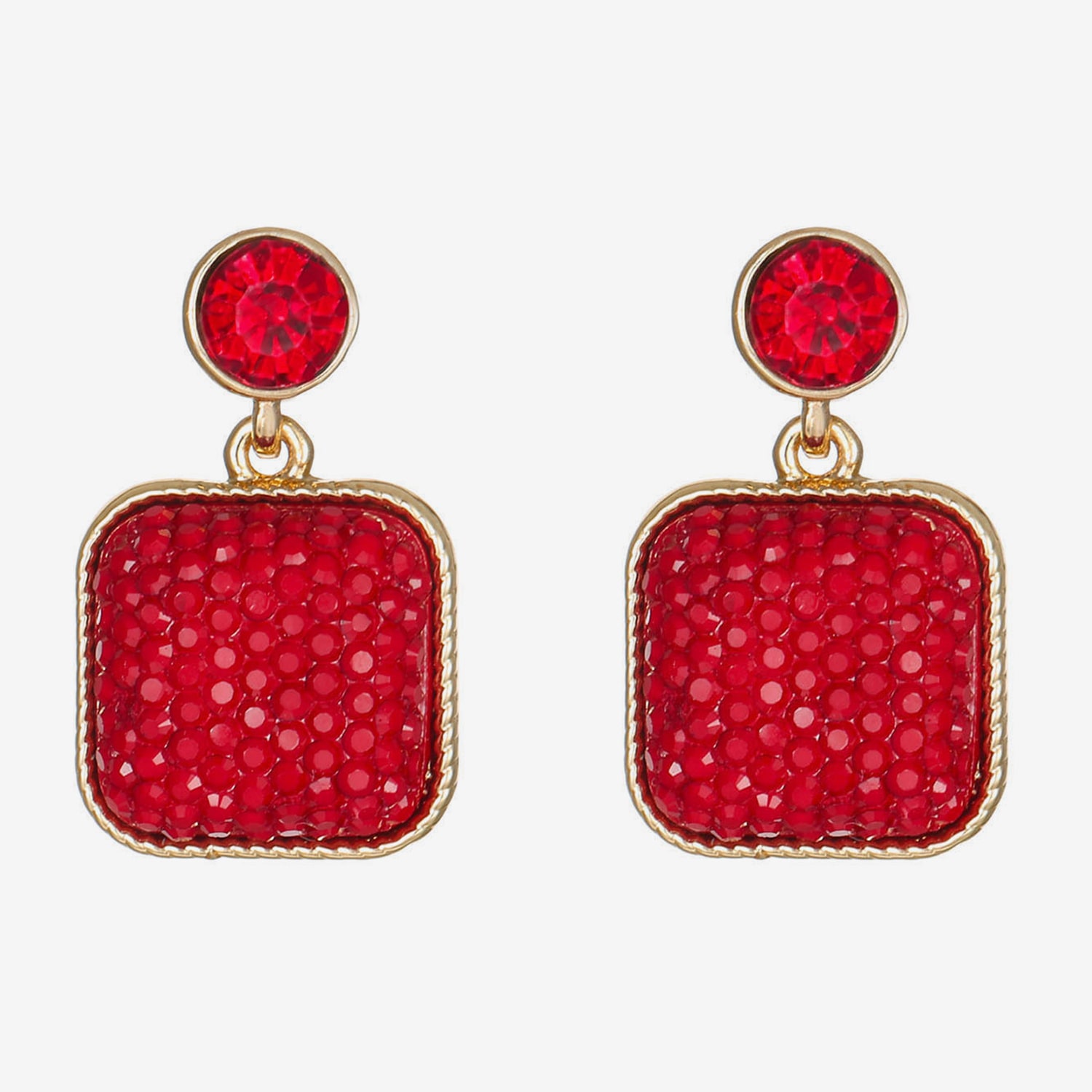 Mixit Womens Red Glass Hypoallergenic Drop Earrings