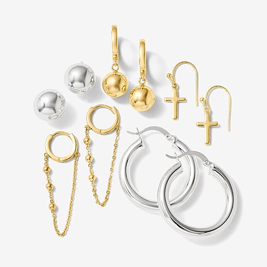 Silver Reflections Pure Silver Over Brass Hoop Earrings