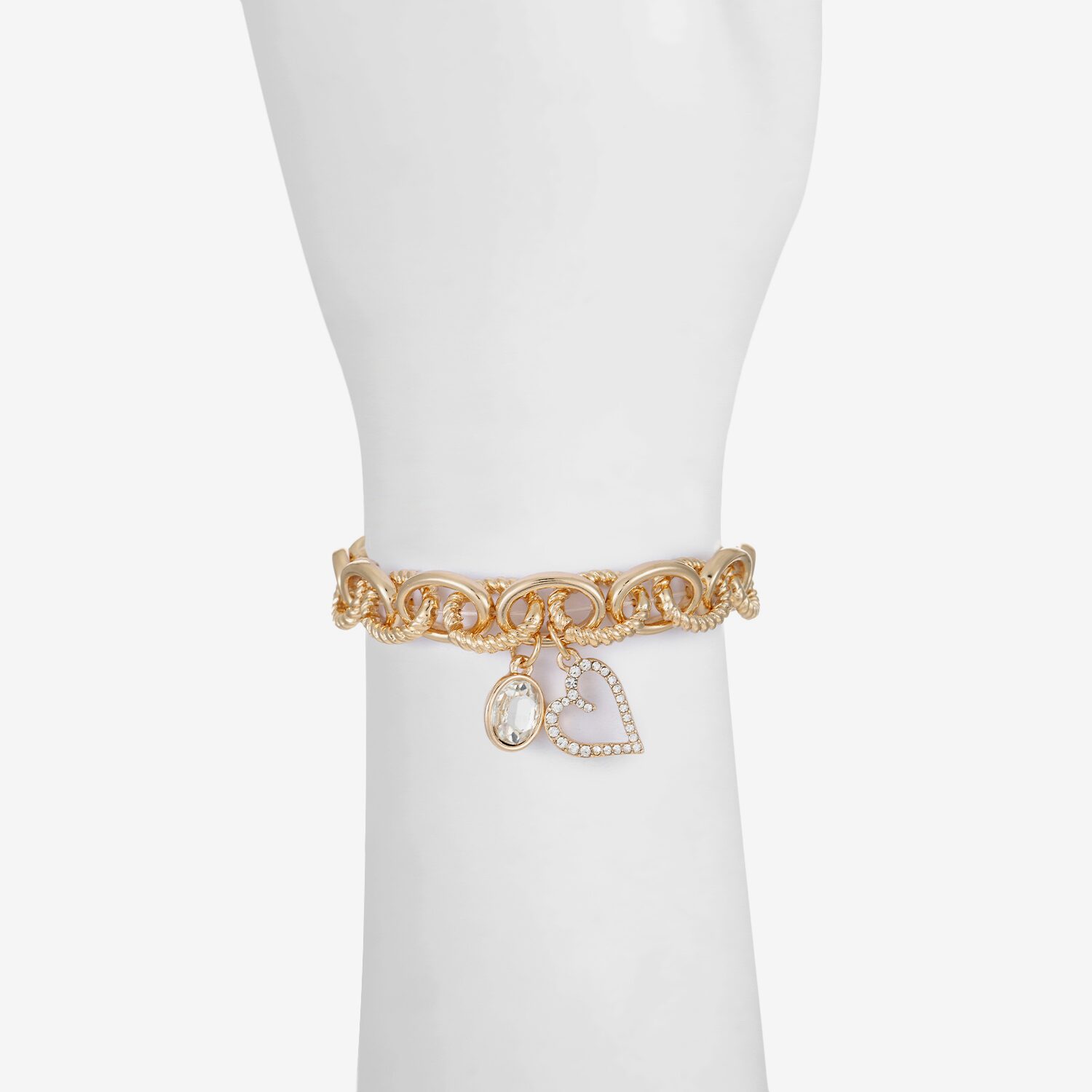 Monet Jewelry Gold Tone Initial Stretch Womens Glass Oval Charm Bracelet