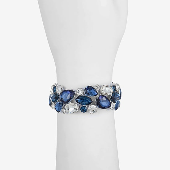 Monet Jewelry Womens Blue Glass Stretch Bracelet