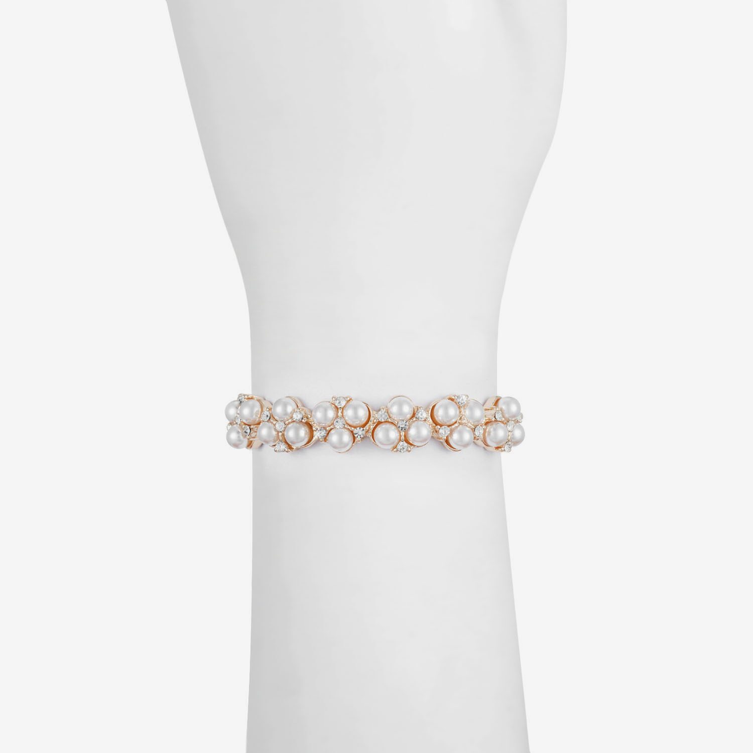 Monet Jewelry Womens Glass Simulated Pearl Round Bangle Bracelet