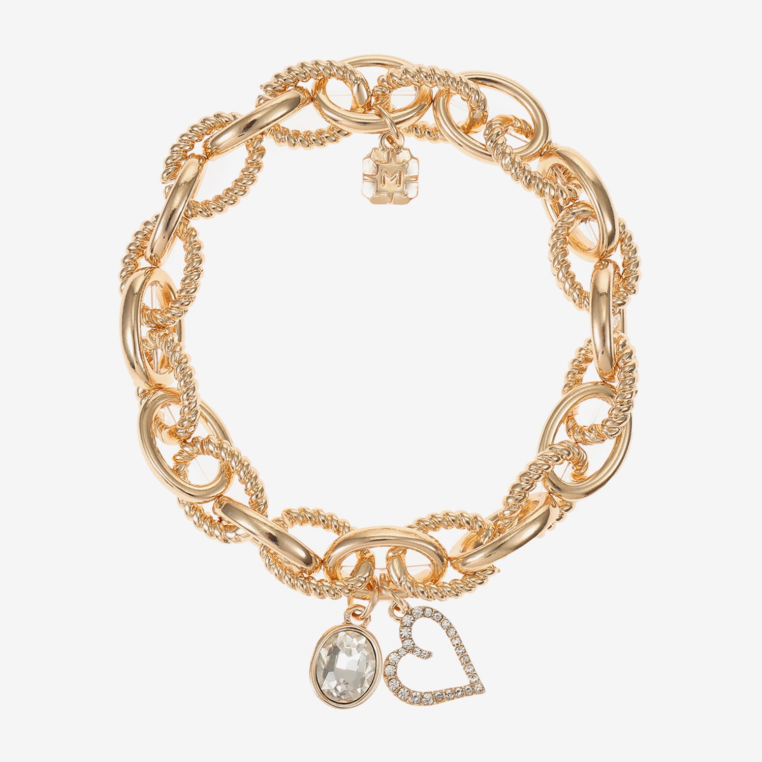 Monet Jewelry Gold Tone Initial Stretch Womens Glass Oval Charm Bracelet