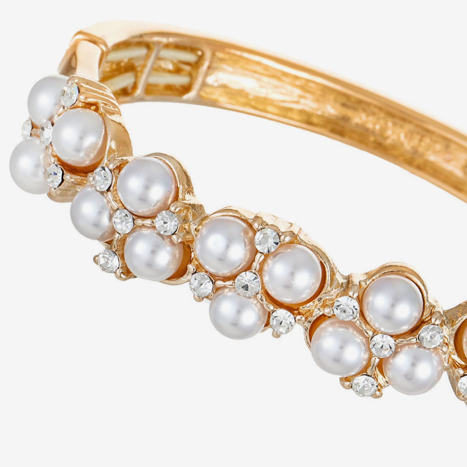 Monet Jewelry Womens Glass Simulated Pearl Round Bangle Bracelet