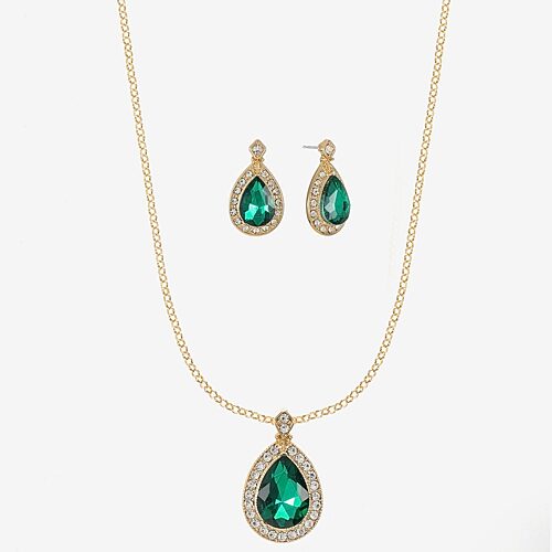 Monet Jewelry Womens Green Glass 2-pc. Jewelry Set, One Size, Green