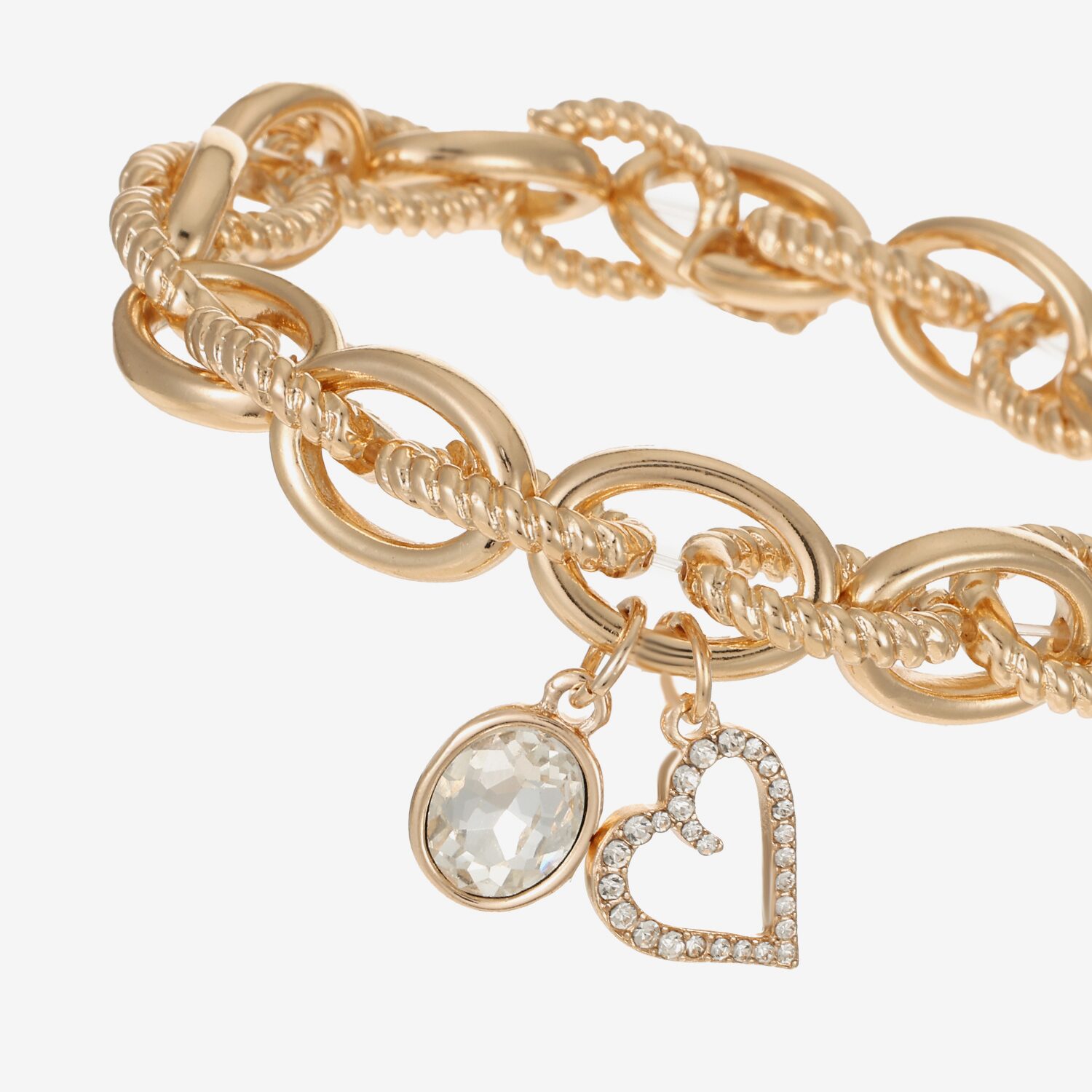 Monet Jewelry Gold Tone Initial Stretch Womens Glass Oval Charm Bracelet