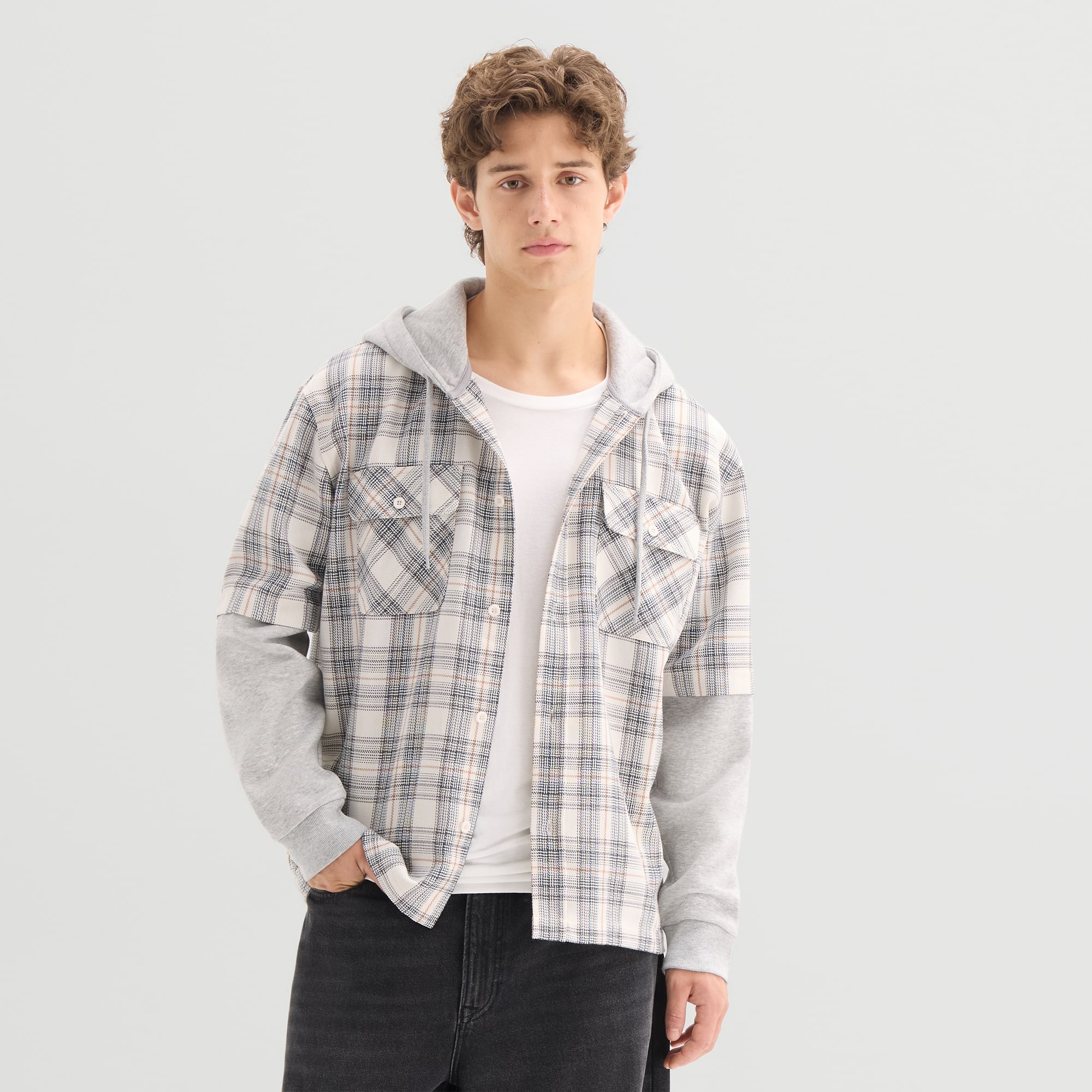 Arizona Mens Hooded Long Sleeve Regular Fit Flannel Shirt