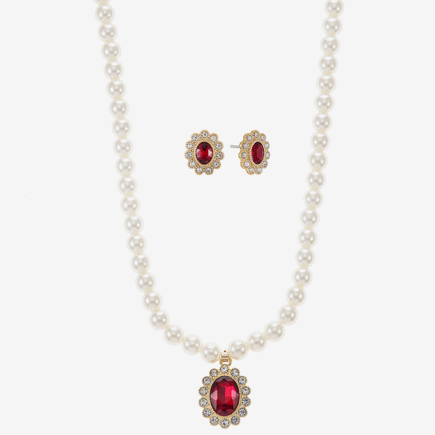 Monet Jewelry Womens Red Glass Oval 2-pc. Jewelry Set