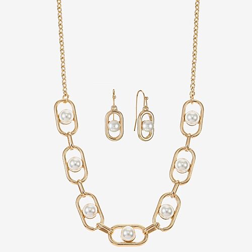 Liz Claiborne Womens 2-pc. Necklace Set In White