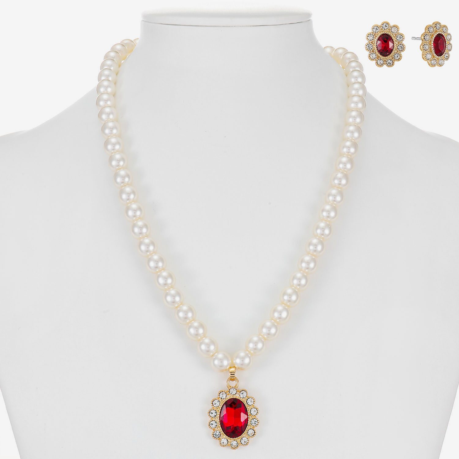 Monet Jewelry Womens Red Glass Oval 2-pc. Jewelry Set