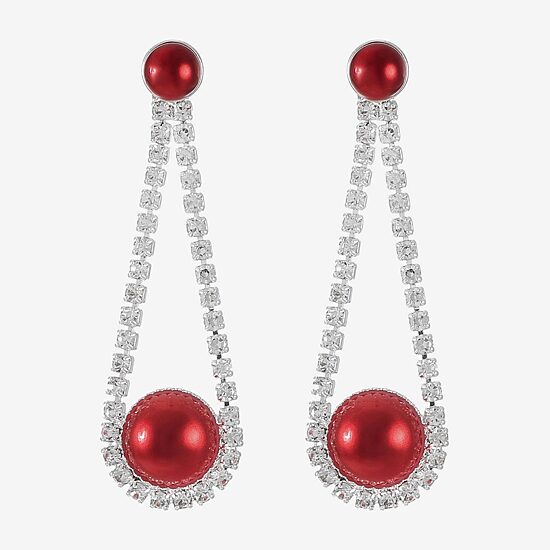 Monet Jewelry Womens Glass Simulated Pearl Round Hypoallergenic Drop Earrings