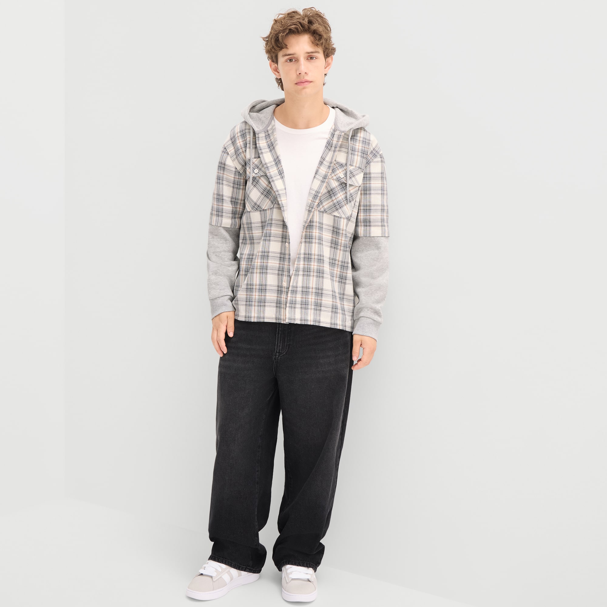 Arizona Mens Hooded Long Sleeve Regular Fit Flannel Shirt