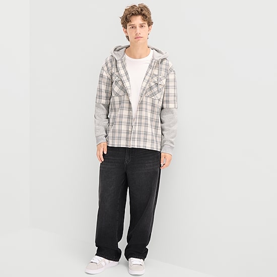 Arizona Mens Hooded Long Sleeve Regular Fit Flannel Shirt