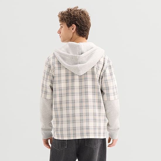 Arizona Mens Hooded Long Sleeve Regular Fit Flannel Shirt