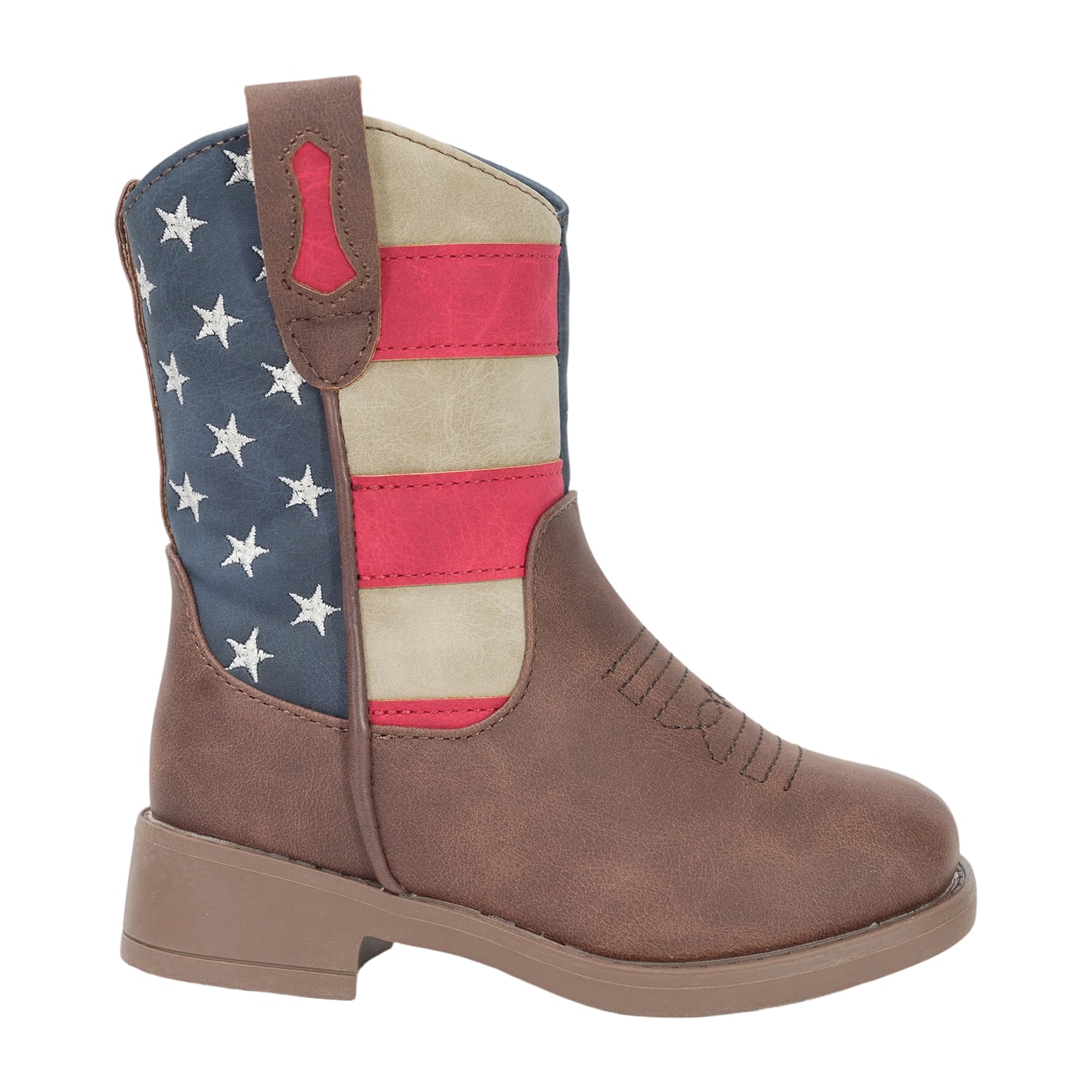 Stepping Stones Toddler Boys American Flag Block Heel Cowboy Boots